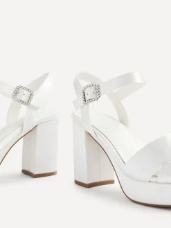 Linzi Ivory Bridal Perola Cross-Over Strappy Platform Sandals Clearance
