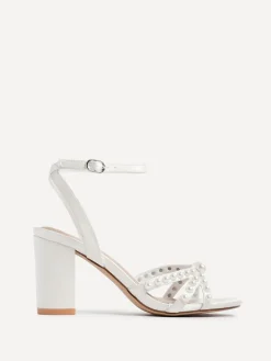 Linzi Ivory Enchanted Pearl Detailed Front Stap With Block Sandals Best