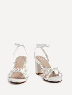 Linzi Ivory Enchanted Pearl Detailed Front Stap With Block Sandals Best