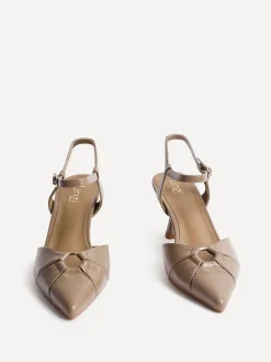 Linzi Pivot Stiletto Court Heels With Eyelet Front Detail Natural