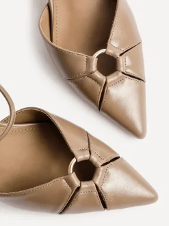 Linzi Pivot Stiletto Court Heels With Eyelet Front Detail Natural