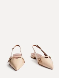 Linzi Prague Pointed Toe Ballet Flats With Buckle Detail Natural Best