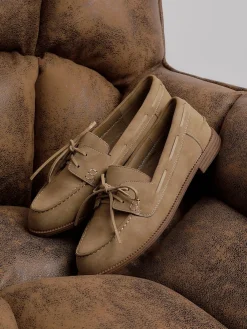 Linzi Vanish Slip-On Loafers With Lace Detailing Natural Best