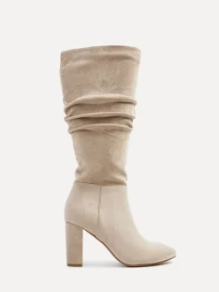 Linzi Aura High Leg Ruched Boots With Block Heel Nude Sale