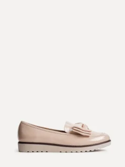 Linzi Cathy Platform Loafers with Large Bow Nude