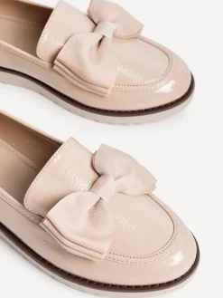 Linzi Cathy Platform Loafers with Large Bow Nude
