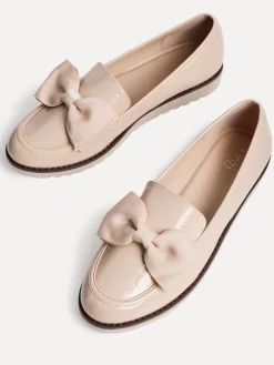 Linzi Cathy Platform Loafers with Large Bow Nude