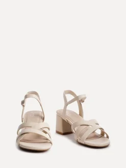 Linzi Nude Flair Heeled With Cross Front Straps Sandals Hot
