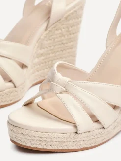 Linzi Goddess Wedge Sandals With Knotted Front Straps Nude Best