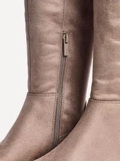 Linzi Nude Keaton High Leg Heeled Boots With Stretch Suede Back Hot