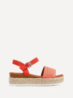 Linzi Panama Two Part Raffia Flatform Sandals Orange Outlet