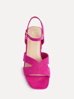 Linzi Pink Empire Wide Fit Link Detail Heeled Sandals Sale