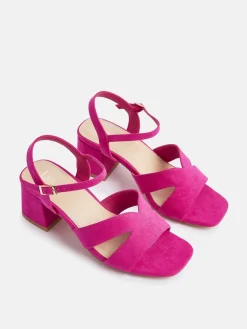Linzi Pink Empire Wide Fit Link Detail Heeled Sandals Sale