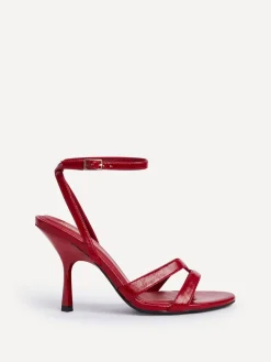 Linzi Bronte Heeled Sandals with Double Front Strap Red Discount