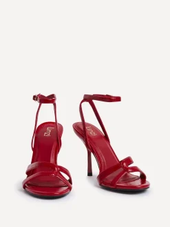 Linzi Bronte Heeled Sandals with Double Front Strap Red Discount