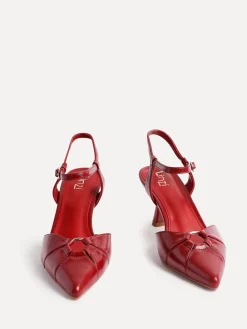 Linzi Pivot Stiletto Court Heels With Eyelet Front Detail Red Outlet