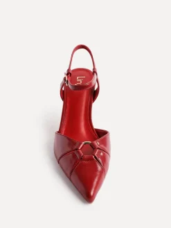 Linzi Pivot Stiletto Court Heels With Eyelet Front Detail Red Outlet