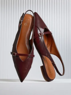 Linzi Prague Pointed Toe Ballet Flats With Buckle Detail Red Best