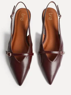 Linzi Prague Pointed Toe Ballet Flats With Buckle Detail Red Best