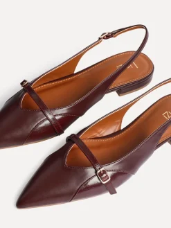 Linzi Prague Pointed Toe Ballet Flats With Buckle Detail Red Best