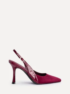 Linzi Wink Suede And Patent Mix Court Heels Red Outlet