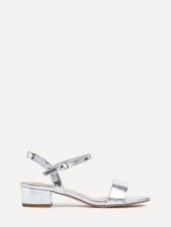 Linzi Kezzi Barely There Low Block Heeled Sandals Silver Clearance