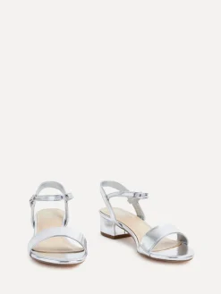 Linzi Kezzi Barely There Low Block Heeled Sandals Silver Clearance