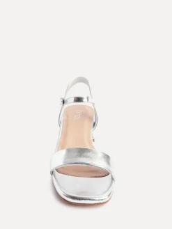 Linzi Tillie Barely There Low Block Heel Sandals Silver Clearance