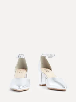 Linzi Wide Fit Davina Wide Fit Closed Back Court Block Shoes Silver Online
