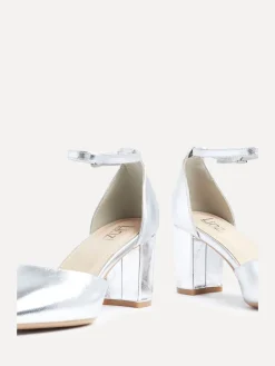 Linzi Wide Fit Davina Wide Fit Closed Back Court Block Shoes Silver Online