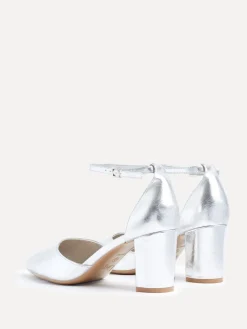 Linzi Wide Fit Davina Wide Fit Closed Back Court Block Shoes Silver Online