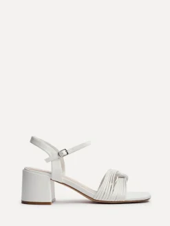 Linzi Susanna Block Heeled Sandals With Knotted Front Detail White New