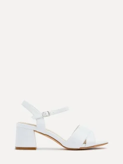 Linzi Wide Fit Vivian Heeled Sandals With Crossover Front Strap White Discount