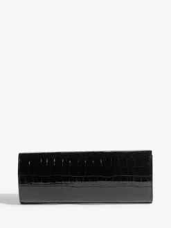 Lipsy Black Croc Affect Clutch Bag Clearance