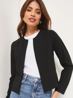 Lipsy Black Cropped Collarless Blazer Hot