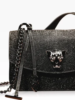 Lipsy Black Glitter Small Chain Shoulder Bag Outlet