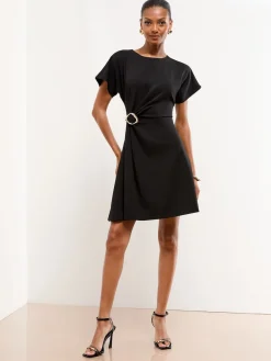 Lipsy Hardware Detail Mini Skater Dress Black