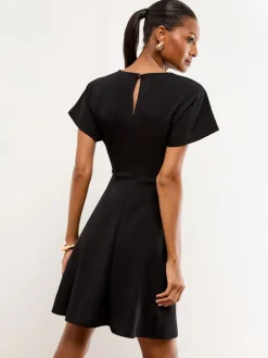 Lipsy Hardware Detail Mini Skater Dress Black