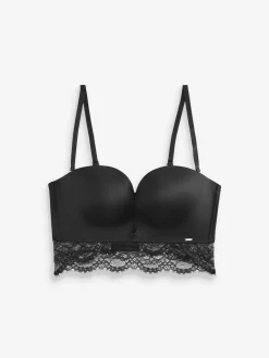 Lipsy Lace Plunge Strapless Bra Black Discount