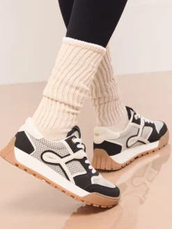 Lipsy Lace Up Chunky Runner Sports Trainers Black Discount