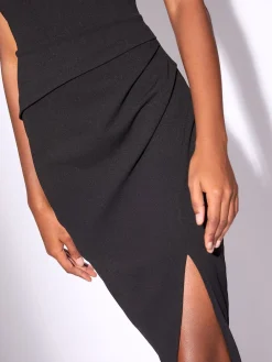 Lipsy Black Mesh Mix Sleeveless Bodycon Midi Dress Outlet