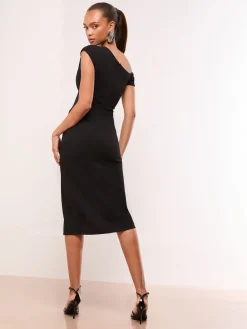 Lipsy Petite Off The Shoulder Gathered Waist Midi Dress Black Discount