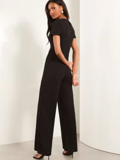 Lipsy Black Petite Short Sleeve Splice Jumpsuit Best