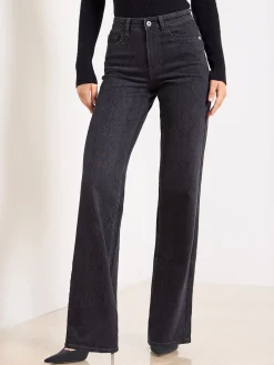 Lipsy Black Snake Print Mid Rise Wide Leg Jeans Hot