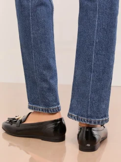 Lipsy Standard Fit Almond Toe Tassel Workwear Loafers Black New