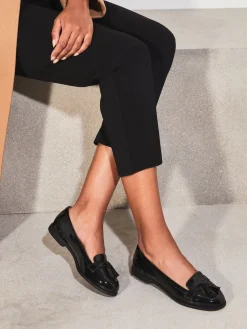 Lipsy Black Standard Fit Patent Flat Tassel Loafers
