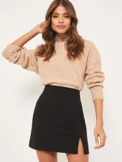 Lipsy Black Tall Split Side Mini Skirt