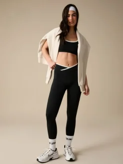 Lipsy Black Tipped Cross-Over Waist Leggings Sale