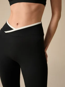 Lipsy Black Tipped Cross-Over Waist Leggings Sale