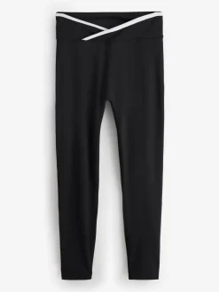 Lipsy Black Tipped Cross-Over Waist Leggings Sale
